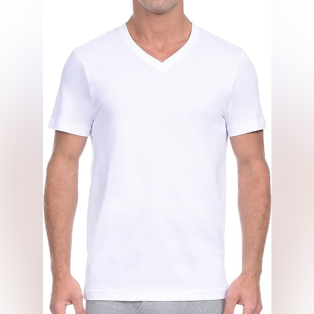 2(X)IST | Essential Cotton White V-Neck T-Shirt | Size: Medium